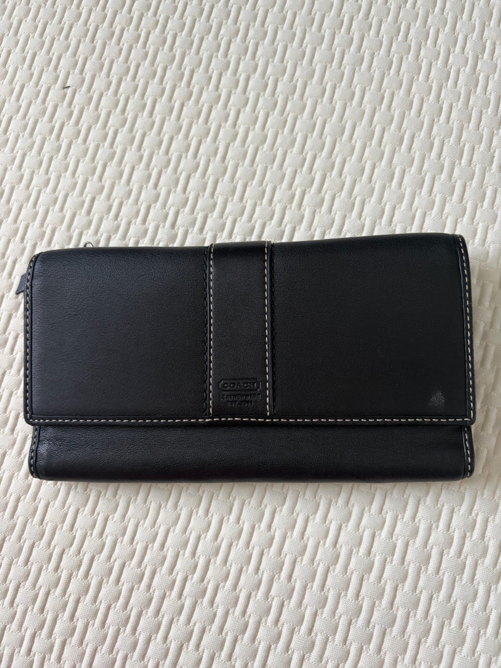 Coach Black Leather Tri-Fold Card Holder